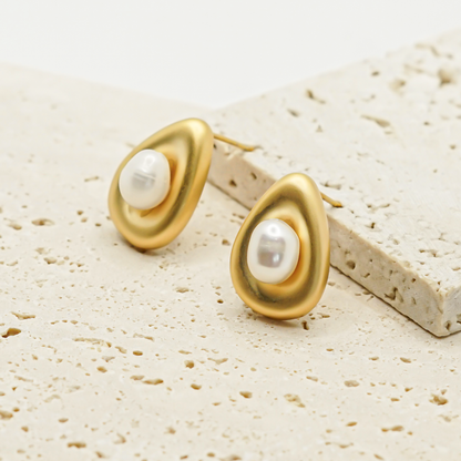 Gold&Pearl Teardrop Earrings