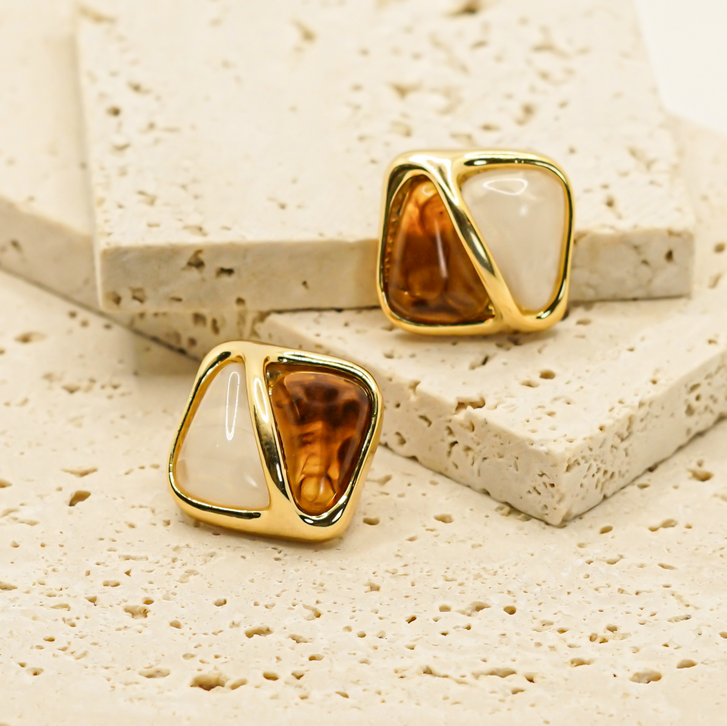 Two-tone Amber Earrings