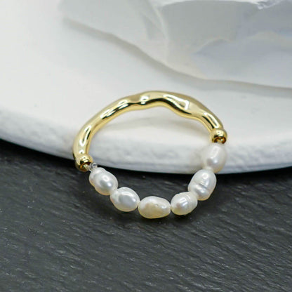 Two-tone Mini Pearls Ring