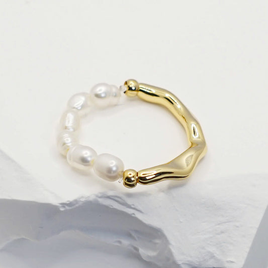 Two-tone Mini Pearls Ring