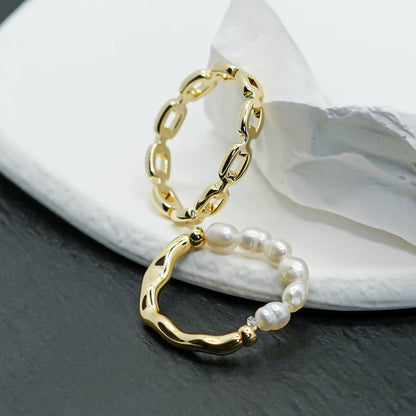 Two-tone Mini Pearls Ring