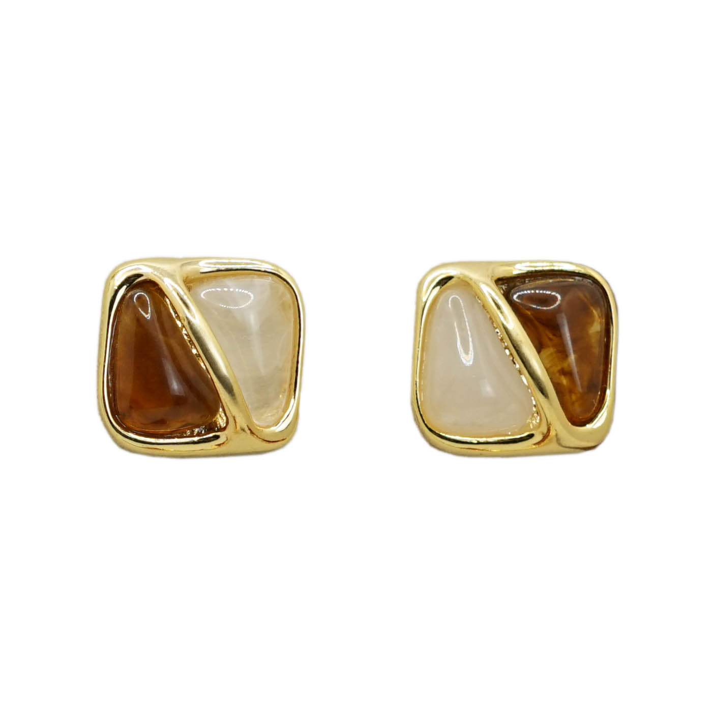 Two-tone Amber Earrings