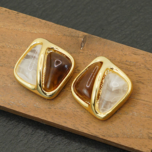 Two-tone Amber Earrings